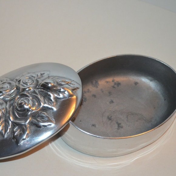 Pewter Mexico Ann Kary AK0947 JEWELERY BOX TRINKETS ALHAJERO ROSES - Picture 9 of 10